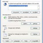 Internet Options with unwanted homepage